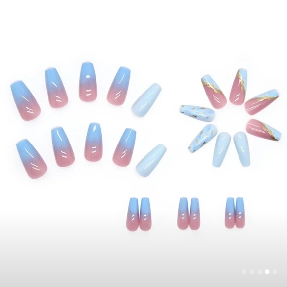 Blue Marble Press-on Nail Set - Picture 4 of 4